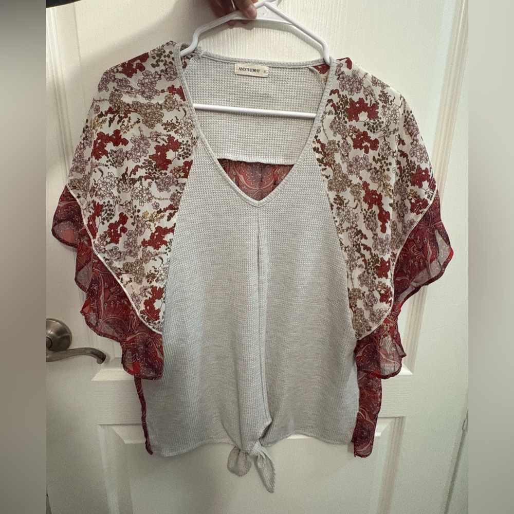 V-Neck Sweater with Floral Design